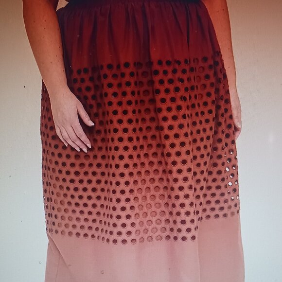 Excellent Condition Lane Bryant Plus Size Eyelet Maxi Skirt Brown Lined - Picture 4 of 4